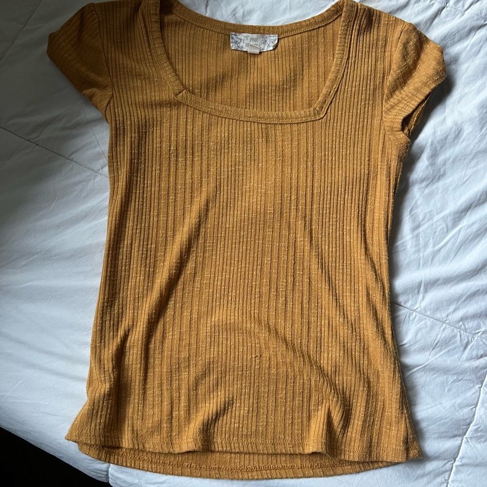 Mustard Ribbed Women's Top